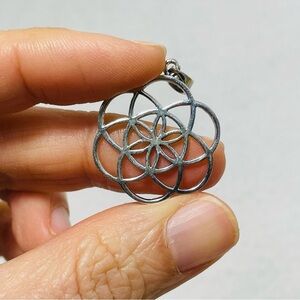 Seed of Life Pendant 925 Real Solid Sterling Silver Statement Big Flower Charm